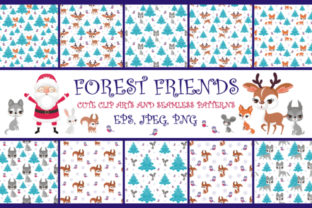 Download Forest Friends Cute Clip Arts and Seamless Patterns - Pattern Collection