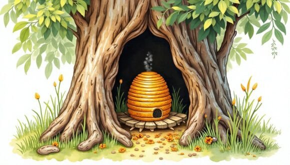 Download A Honeybee Hive Tucked into a Hollow Oak - Bee Collection