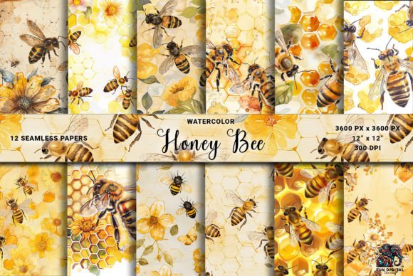 Download Honey Bee Digital Paper Seamless - Bee Collection