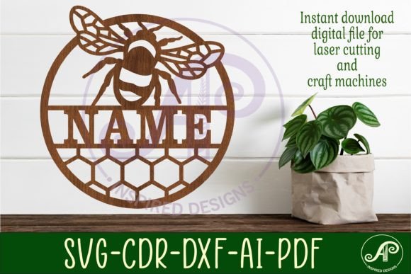 Download Bee Name Sign Svg Laser Cut Template - Bee Collection