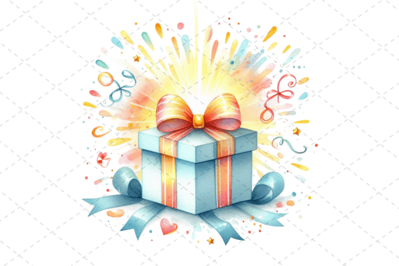 Download Gift Box Watercolor Clipart with Ribbons - Premium Bundle